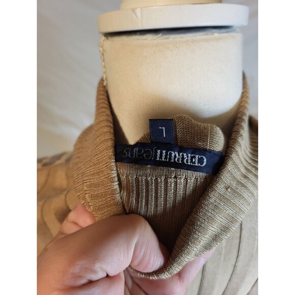 Cerruti Jean Tan Ribbed Turtle Beck Ribbed Sweater‎ Large - Picture 5 of 5